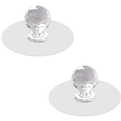 2Pcs Self Adhesive Knobs Acrylic No Drilling Mirror Cabinet Handles Clear Glass Drawer Knobs
