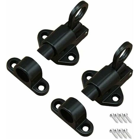 2pcs Self-Locking Door Bolt, Spring Lock, Auto Door Bolt, Rebound Door Bolt, Spring Door Screw, with Screw, Suitable for Windows, Wood Doors, Cabinet Doors, Black