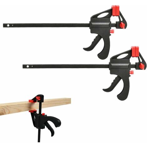 2pcs Serre-Joint à Une Main, Menuisier Serre-Joint Rapide, Barre de Serrage pour Travail du Bois, Serre-Joint d'Assemblage Manuel Capacité d'Écartement 15 CM Serrage 60 KG