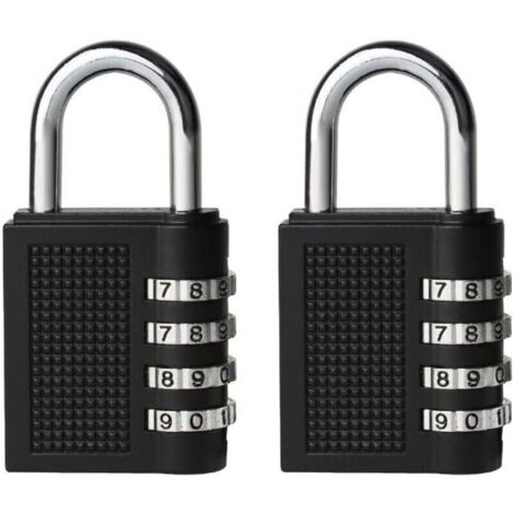 2PCS Serrures à combinaison Cadenas extérieur pour l'école Locker Boîte outils Pad Lock Petit Combo Digit Sports Gate Réinitialisable Code 4 Chiffres Casier Exterieur Serrure Clé (Noir),--