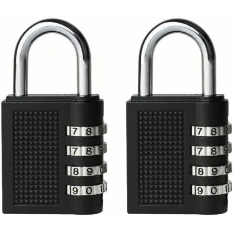 2PCS Serrures à combinaison Cadenas extérieur pour l'école Locker Boîte outils Pad Lock Petit Combo Digit Sports Gate Réinitialisable Code 4 Chiffres Casier Exterieur Serrure Clé (Noir)