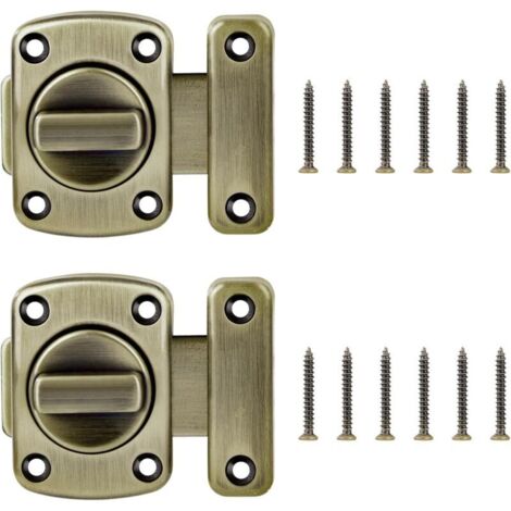 2pcs Serrures pour portes coulissantes en acier inoxydable, serrures de salle de bain, serrures de sécurité à bouton-poussoir,  serrures pour portes d'armoires , serrures de sécurité en bronze