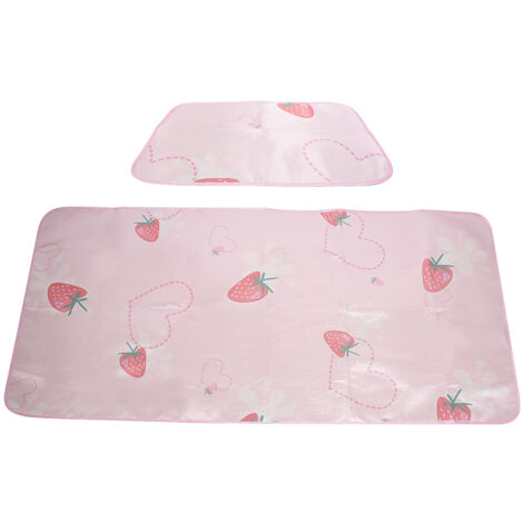 2Pcs/Set Cartoon Pattern Foldable Summer Cooling Sleeping Mat Air Conditioning Mat with Pillowcase 195x90cm
