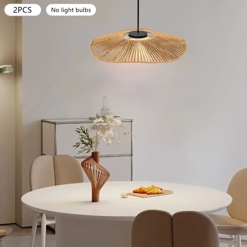 2pcs Set New Chinese imitation rotin Lighting fait à la main abat - jour, rond Vintage tissé abat - jour, 11.81 1.97in