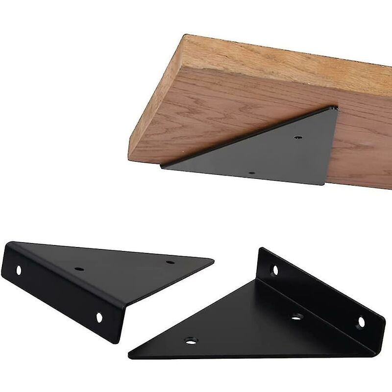 Tumalagia - 2pcs shelf bracket, metal floating triangle, wall shelf bracket, for invisible reinforcement shelf corner bracket, with screws