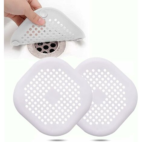 2PCS Shower Drain Hair Catcher Silicone Sink Strainer Protector Foldable  Hair Stopper with Suction Cup Drain Cover Drain Filter for Sinks Baths