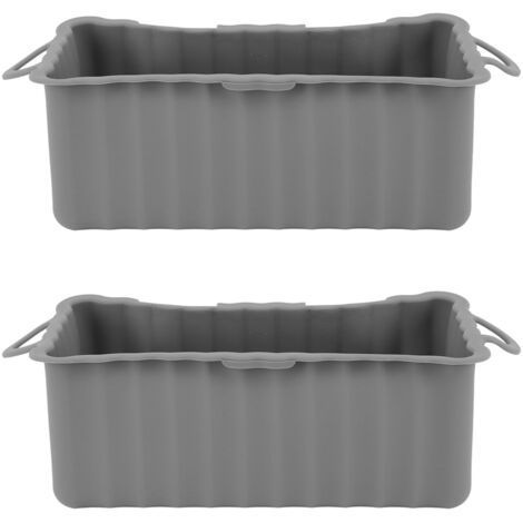 2PCS Silicone Grease Drip Pan for Blackstone Griddle Reusable Rectangular Grease Catcher Cup Liner for Camping Barbeque Grey