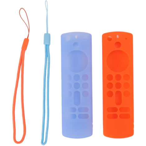2pcs Silicone Remote Protective Cover Anti Slip Shockproof Remote Control Cover with Lanyard for Voice Remote 3rd Gen Luminous Blue and Orange