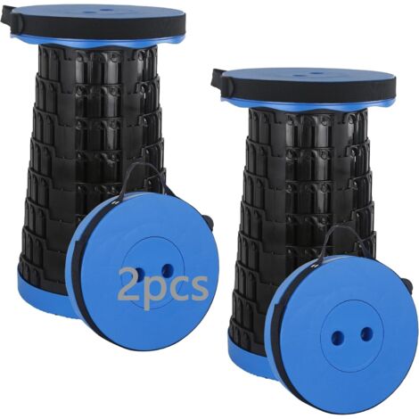 2pcs Silla Plegable Ligera, Capacidad Máxima de Carga 215kg / 470pound, 7 Alturas Ajustables, Taburete Plegable Senderismo, Pesca, Viajes, Barbacoa, Jardín, Aire Libre, Interior Azul