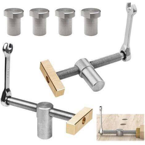 2pcs Silver Woodworking Desk Clamps 20mm Auxiliary Workbench Woodworking Table Positioning Vise with 4 Bench Dog for 20mm Hole Bench Carpentry (Silver)