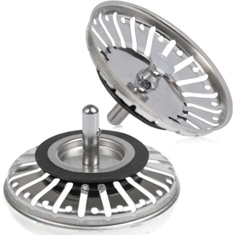 2pcs Sink Strainer/Drain Plug for Sink, Sink Plug Hole, Kitchen/Bathroom Strainer, 84mm Diameter with Ball End, Stainless Steel