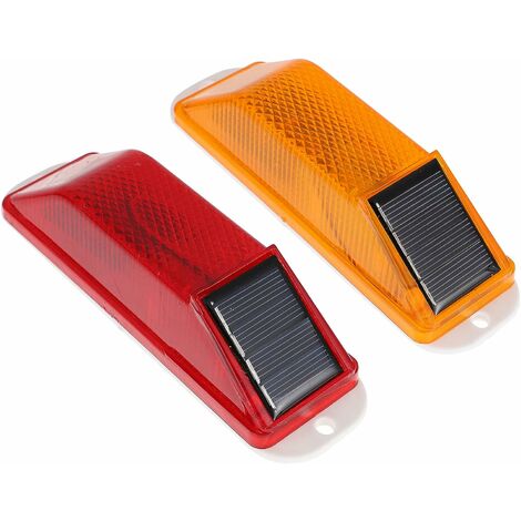 2Pcs Solaire Strobe Voyant Sensible Strobe LED Avertissement Lampe Super Lumineux Étanche Flash Feux de Circulation Route Construction Signes pour en Plein Air,Starlight