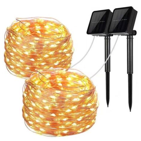 2pcs Solar String Lights, 10m, 100 LED, 8 Modes, IP65 Protection, Suitable for Christmas Trees, Gardens, Balconies, Decorations
