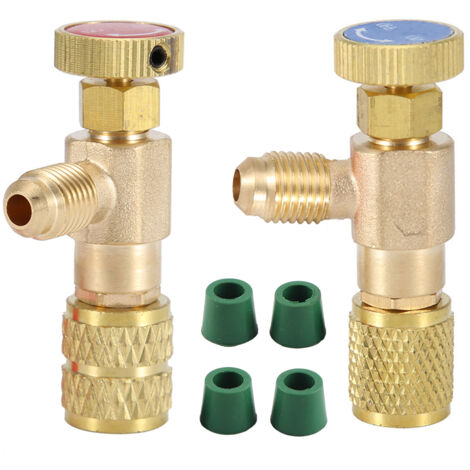 2pcs Soupape de sécurité liquide R410A R22 Climatisation Réfrigérant 1/4 "Adaptateur de sécurité