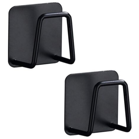 2PCS Sponge Holder (Black), 304 Stainless Steel Dishwasher Sponge Hook, Sink Steel Ball Storage No Sticky Hole and Drainer