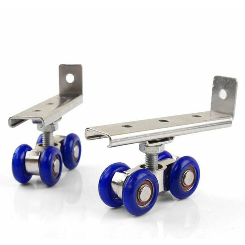 Hoopzi - 2Pcs] Stainless Steel Hanging Wheel Wooden Sliding Door Pulley Track Shower Room Sliding Glass Door Silent Sliding Door Hanging Household