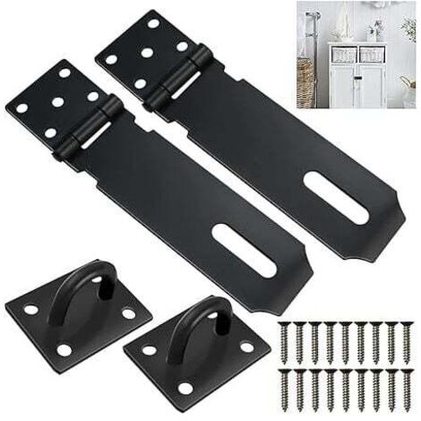 2pcs Stainless Steel Hasp Padlock Security Bolt Hasp With Screw Padlock Lock Hinge Black Latches For Doors Drawer Barriers MUMU