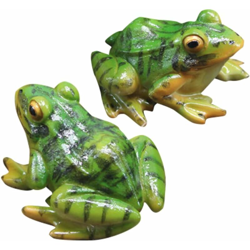 2Pcs Statue de Grenouille Mini Grenouille R��sine Sculpture Animal Sculpture Adorable Grenouilles Figurine pour Jardin Jardinage Micro Paysagiste