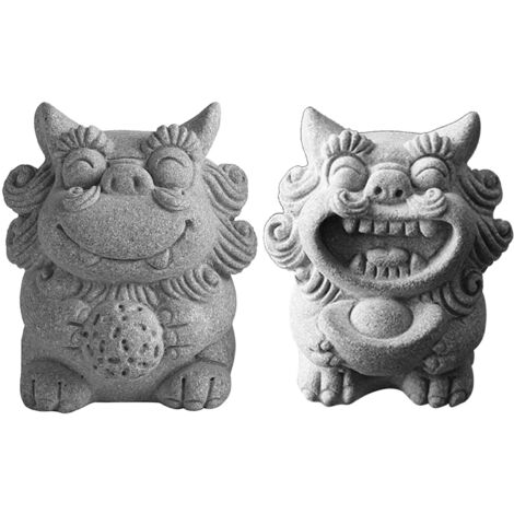 2pcs Stone Lion Ornament Unique Fine Craftsmanship Mini Lion Tea Pet Decoration for Home
