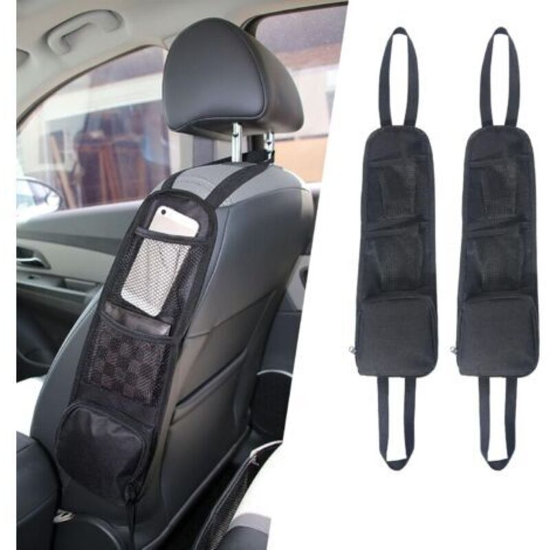 2pcs Storage Bag, Seat Side Organizer, Mesh Pocket for All Front Passenger Car Seats for Cars, Trucks