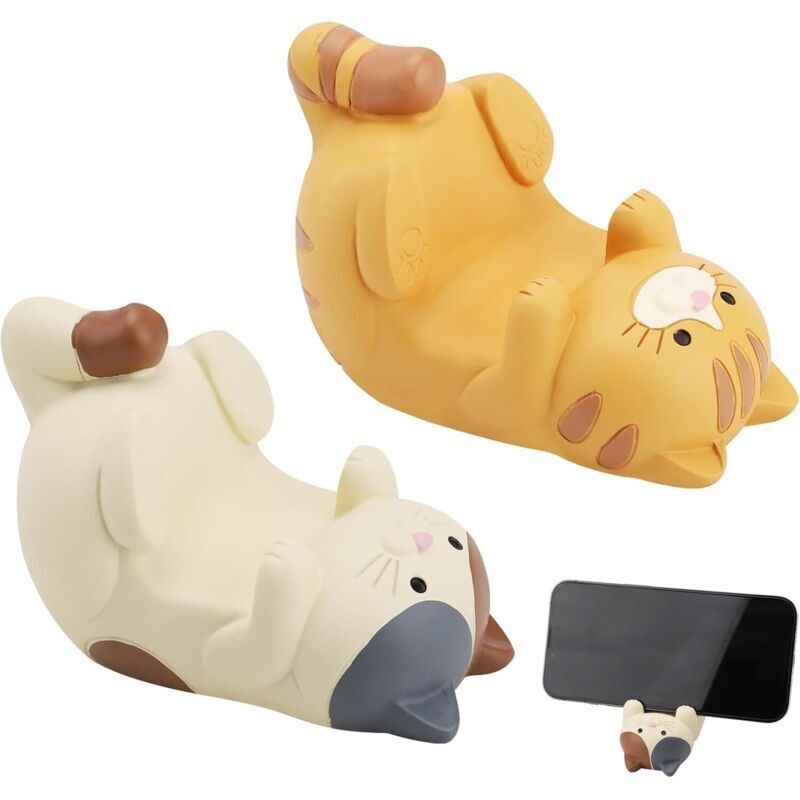 2pcs Support de Chat Mignon - Tête de Chat et Table Support de Téléphone Portable