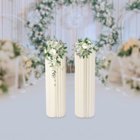 2pcs support de fleurs en carton 100cm de haut pliable 20 fois 2pcs support de vase cylindrique géométrique pour mariage vase en carton