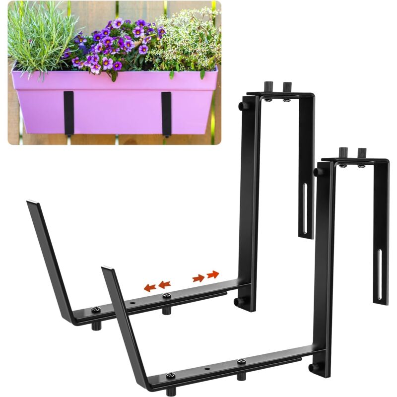2pcs Support de Jardinière Réglable, 15,2-31,8cm Robuste Porte Jardinière Réglable Support de Jardinière pour Balcon
