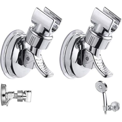 2pcs Support de pomme de douche rglable amovible support mural de douche ventouse support de tte de douche rutilisable sans perceuse tanche pour Salle de Bain Htel Carrelage en Verre Mtal
