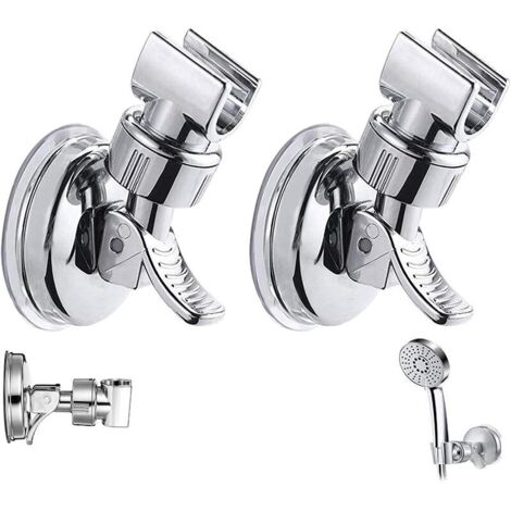 2pcs Support de pomme de douche rglable amovible support mural de douche ventouse support de tte de douche rutilisable sans perceuse tanche pour Salle de Bain Htel Carrelage en Verre Mtal