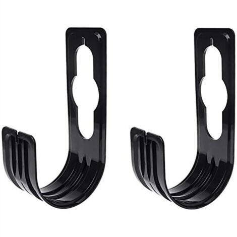 2pcs Support de Tuyau d’Arrosage Cintre Portable, Support Cintre Fixation Mural, Tuyau Arrosage Support de Jardin Maison, Noir