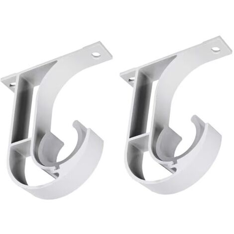 2pcs Support Tringle Rideaux Plafond Blanc Support Tringle Penderie Support pour Garde-Robe Tube Supports de Tube de Penderie en Forme U, Convient aux tringles à Rideaux d'un diamètre de 28mm