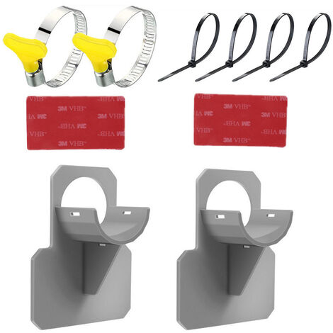 2Pcs Supports de Tuyau de Piscine en Plastique Support pour Tuyau d'eau de Piscine pour Piscine Hors Sol,avec 2 Colle et 4 Serre-Cables,Empeche Le Tuyau de Tomber Resistant aux Ruptures(gris)