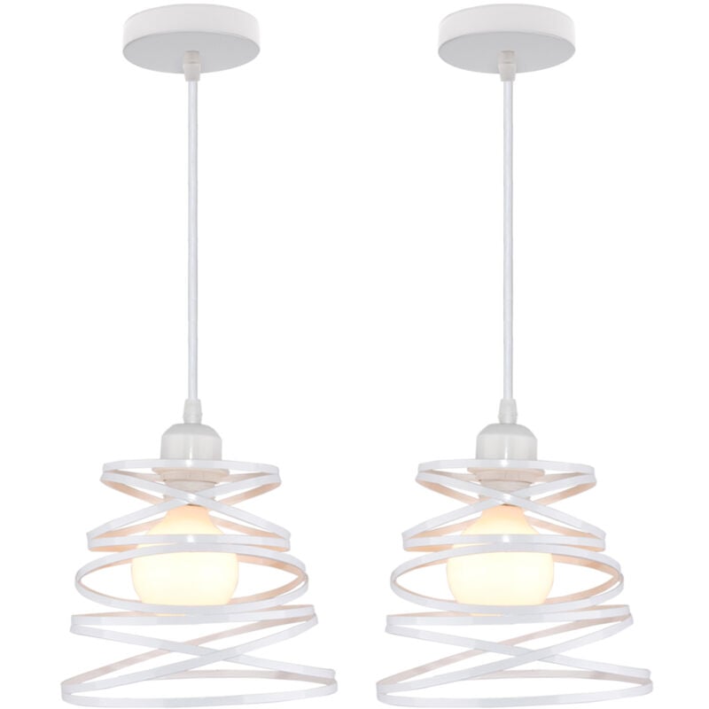 Norcks - 2PCS Suspension Luminaire D'Intérieur De 20CM Lustre Rétro En Métal Pour Salon Cuisine Blanc