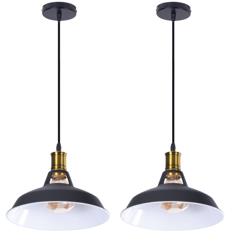Norcks - 2PCS Suspension Luminaire Rétro En Métal (Noir) Lampe à Suspension Vintage Plafonnier D'Intérieur Pour Cuisine, Ferme, Couloir