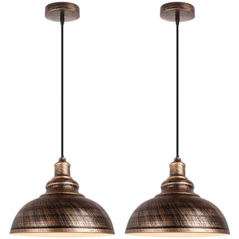 STOEX 2PCS Suspension Luminaire Rétro Vintage Douille E27 Lustre D'Intérieur Abat-Jour en Métal Pour Bar, Grange, Café, Loft, Bronze