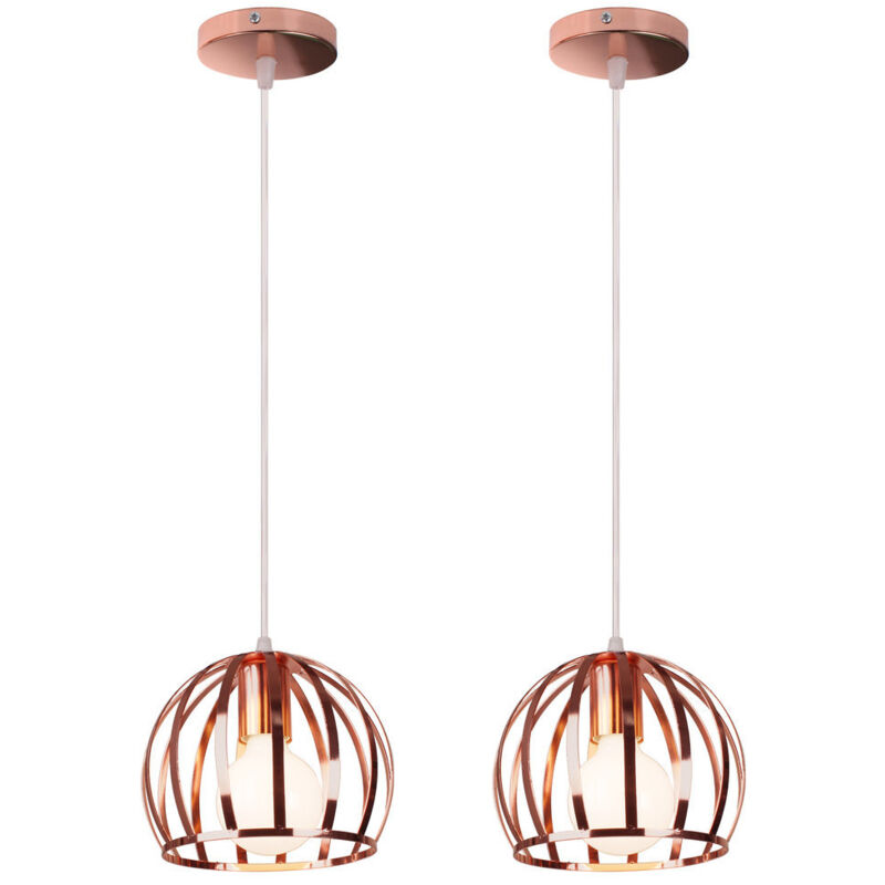 Norcks - 2PCS Suspension Luminaire Vintage Lustre Moderne Plafonnier Rond En Métal Fer Pour Cuisine Ferme Couloir Intérieur Or Rose