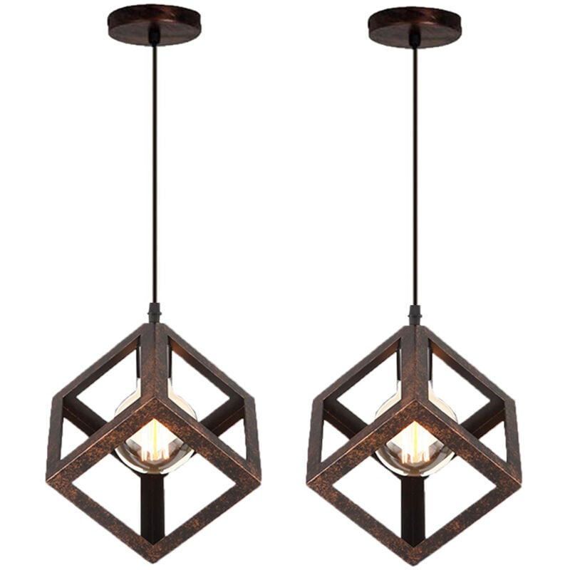 Norcks - 2PCS Suspension Lustre En Forme De Cube Suspension Luminaire Moderne Plafonnier Rétro Vintage