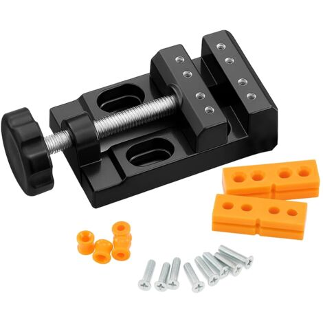 2pcs Table Flat Clamp Machined Mini Bench Flat Clamp Table Vice Adjustable Drill Press Vice for DIY Jewelry Walnut Nuclear Drilling Carving Watch Repair Tool (2)