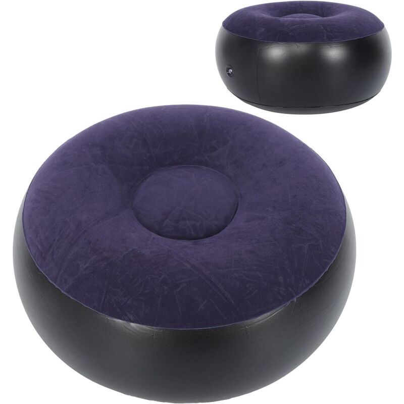 2PCS Tabouret Gonflable Multifonction, Repose-Pieds Rond Violet en PVC et Flocage, pour Intérieur et Extérieur