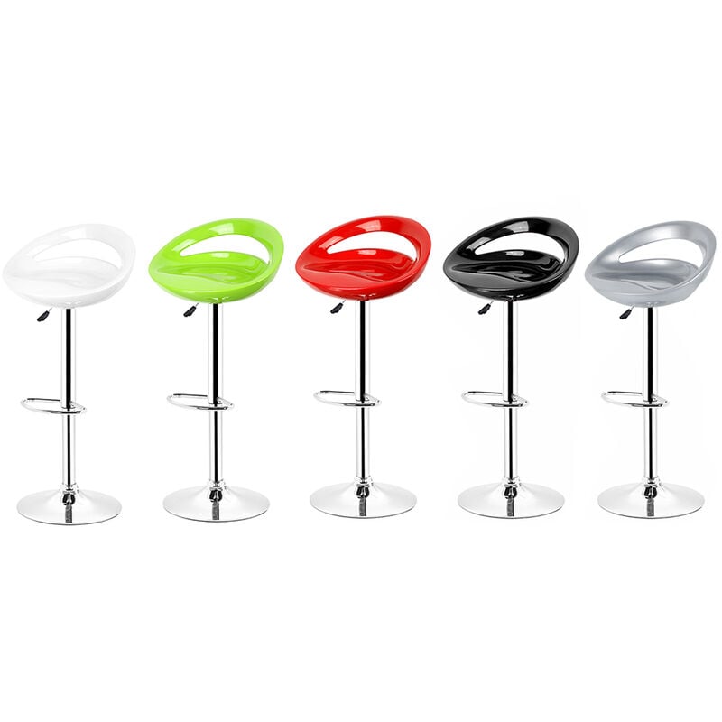 Oobest - Aqrau Tabouret Bar, Lot de 4, Chaise Haute de Cuisine, abs Plastique, Repose-pieds, Hauteur réglable, Rotation à 360° ,Montage facile, pour