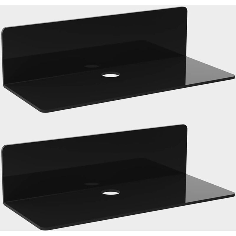2PCS Étagère Murale Flottante en Acrylique, 23 9.5cm, Etagere Adhésive sans Percer avec 4 Clips Câble, Petite Étagère pour Bureau, Salle de Bain,