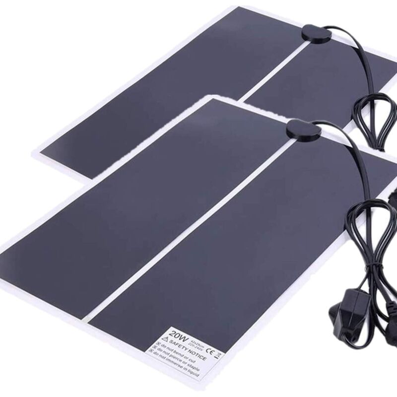 2PCS Tapis Chauffant avec Thermostat, 20W Reglable Tapis Chauffant Reptiles, Coussin Chauffant pour Reptiles Serpents Tortue Geckos Léopard Lézards