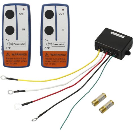 2PCS Télécommande de Treuil sans Fil 12V, Robuste, Portée à Distance 100''/ 30m, avec Voyant Lumineux pour JEEP ATV SUV
