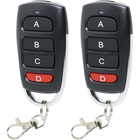 2Pcs Telecommande Portail Garage 433 Mhz, Télécommande Universelle Porte de Garage Sans Fil, Duplicateur Porte de Garage Telecommande à 4 Boutons, 50m Longue Distance Clonage pour Porte Électrique
