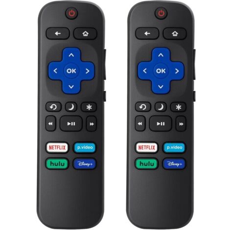 2pcs télécommandes remplacement compatibles avec Roku TV,TCL Roku,Hisense Roku,Onn Roku,ne convient pas aux Roku Stick,Box lecteurs