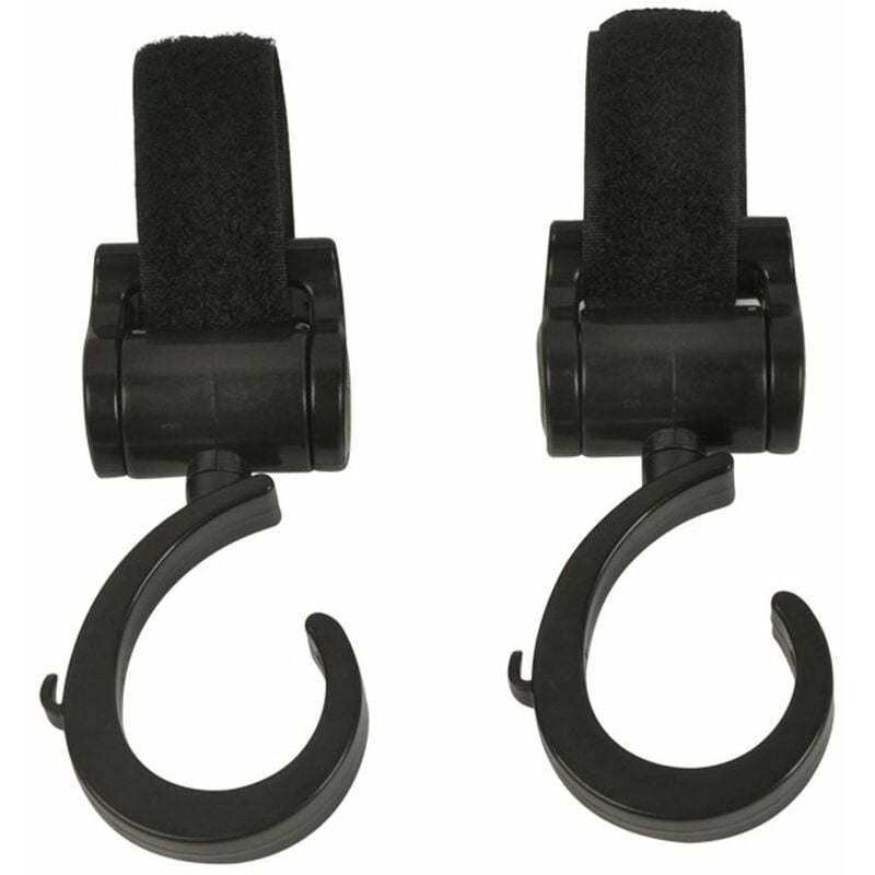 

2PCS The Pram Hook 360 ° giratorio de gran capacidad de carga tipo pegajoso Pothook,negro, 2 piezas