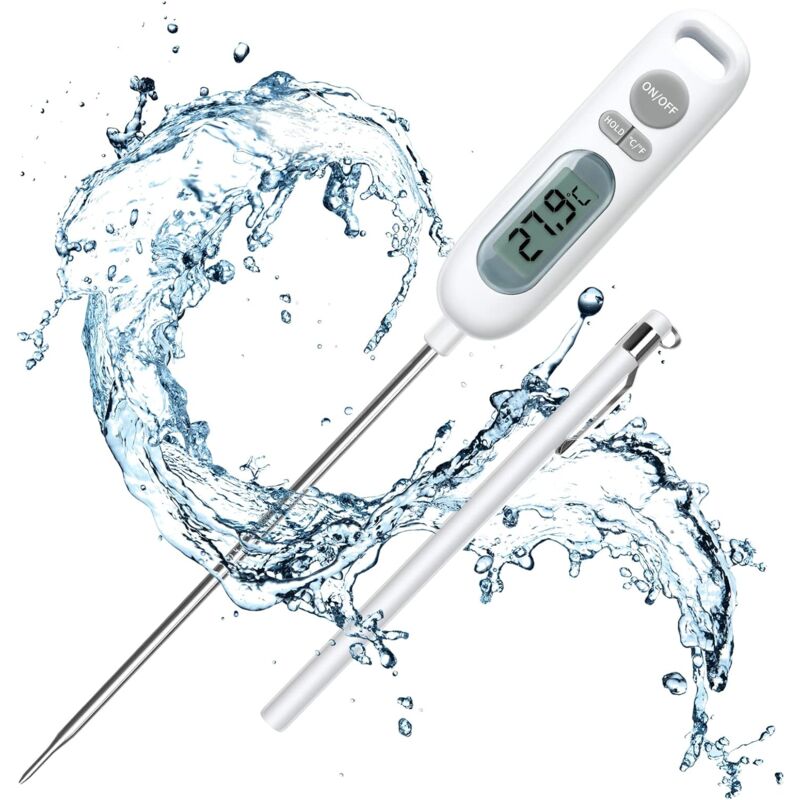 2PCS Thermomètre de Cuisson, Sonde de Cuisson 141mm Longue Thermometre Cuisine Alimentaire Thermomètre Digital pour Barbecue Patisserie Viande Sucre