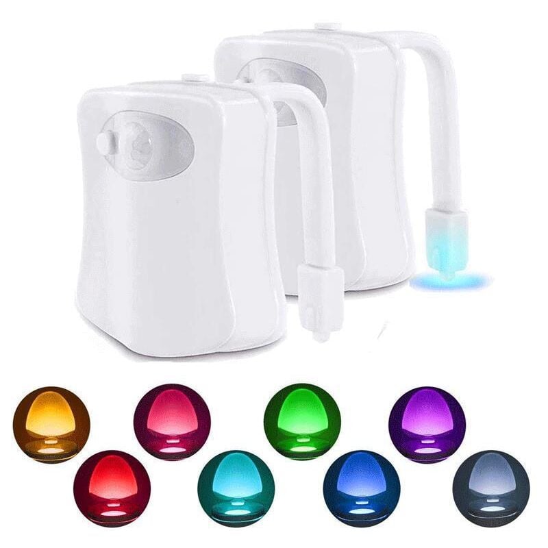 2pcs Toilet Lamp, LED Night Light, Motion Sensor LED Toilet Lights for Bathroom, Toilet Bucket, Cabinet, Sink, Bowl Seat, 8 Color Change, Use in the