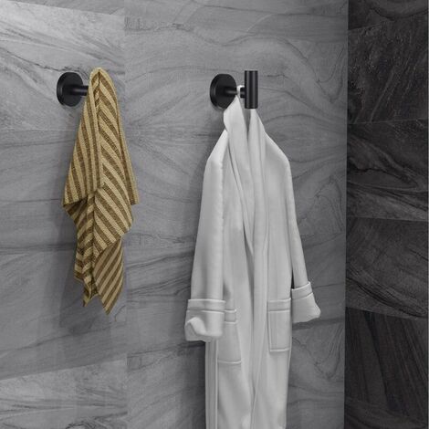 2pcs Towel Hook Bathroom Hood Robe Hook Stainless Steel Hook Heavy Door Hanger Towel Robe Hood Wardrobe Bathroom Sponge Wall Hook Bedroom Kitchen Hotel Swimming Pool, Black