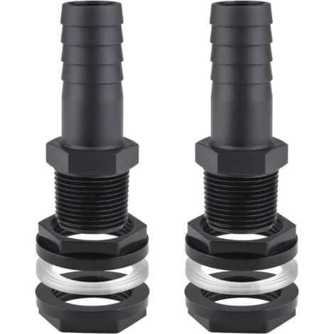 2PCS Trop Plein Cuve, 25mm Passe Paroi Cuve raccord Male Leakproof Hose pour Citernes Raccord Rcuprateur eau de Pluie de Pluie Passages Mit Joints